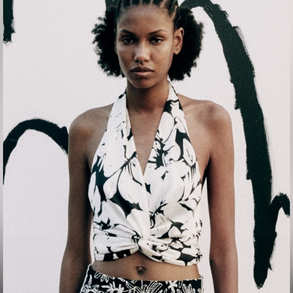 Zara tropical halter top, crop
